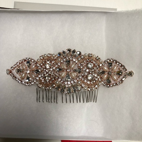 Missgrace Bridal Rose Gold Crystal And Beads Headband Wedding Vintage Hair Vine Bridal Hair